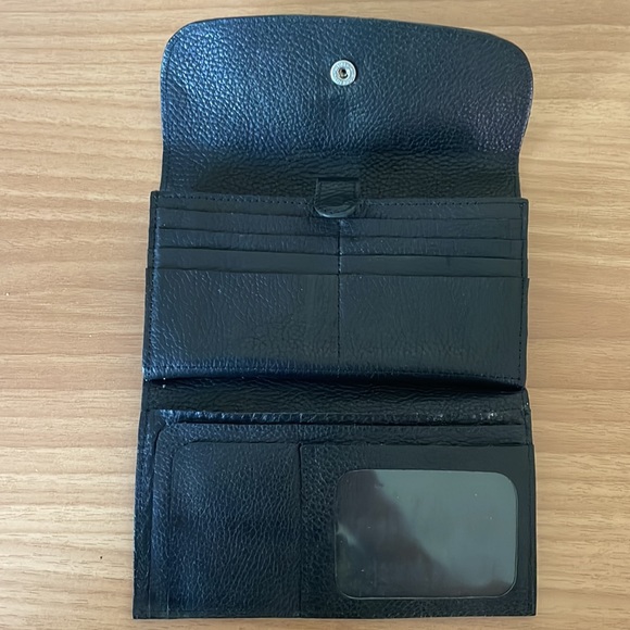 Trifold wallet in genuine pebble black leather - Picture 3 of 7